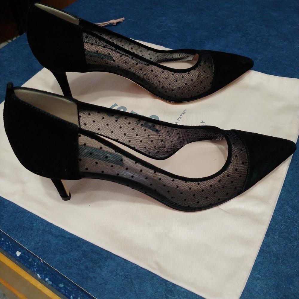 SJP- Sarah Jessica Parker Suede/ Mesh Pump.